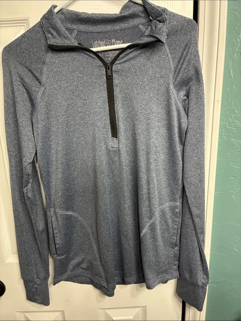 Latched Mama Heather Blue Quarter-Zip Pullover